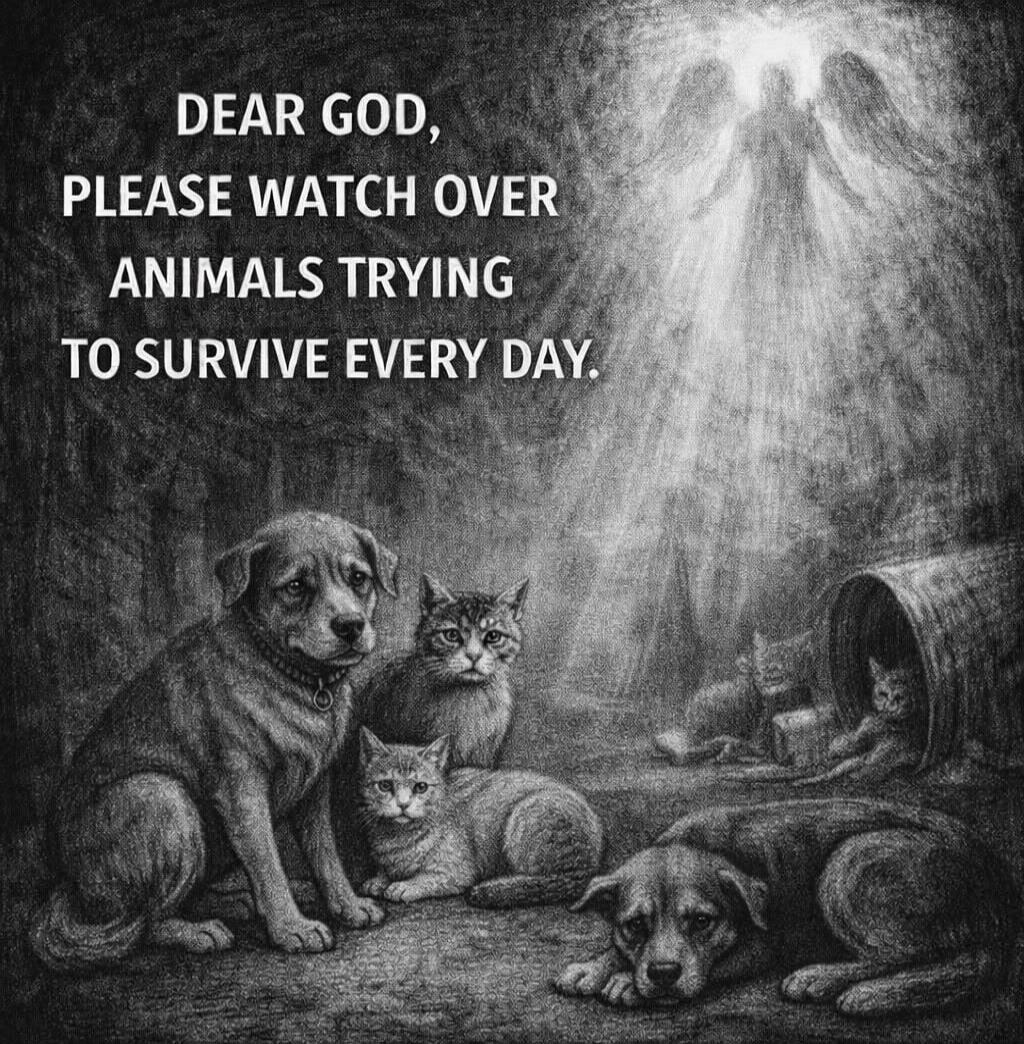 DEAR GOD, PLEASE WATCH OVER ANIMALS TRYING TO SURVIVE EVERY DAY.
