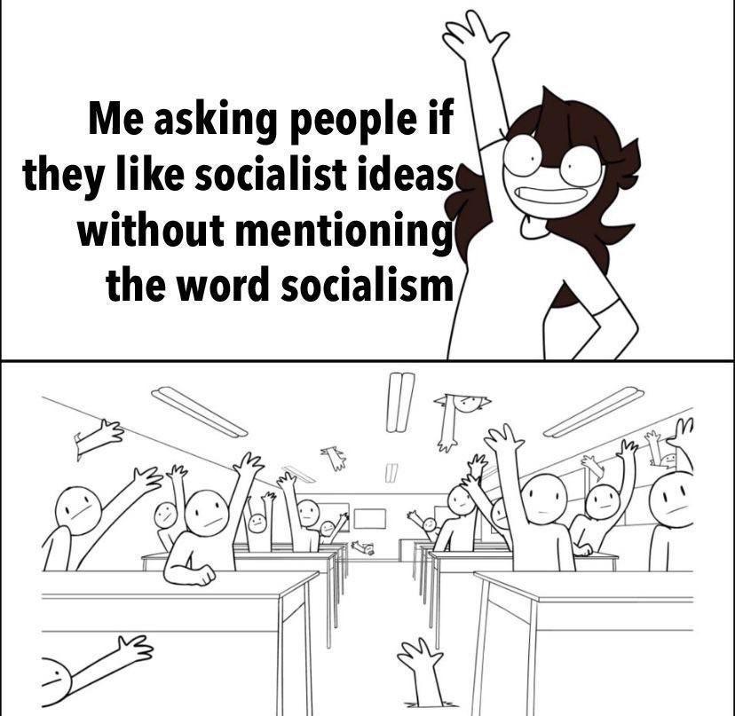 Me asking people i they like socialist ideas without mentioningl the word socialism