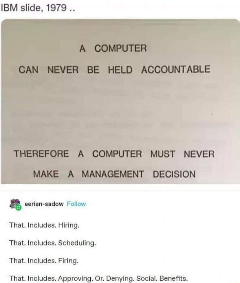 IBM slide 1979 BB eerian sadow Follow That Includes Hiring That Includes Scheduling That Includes Firing