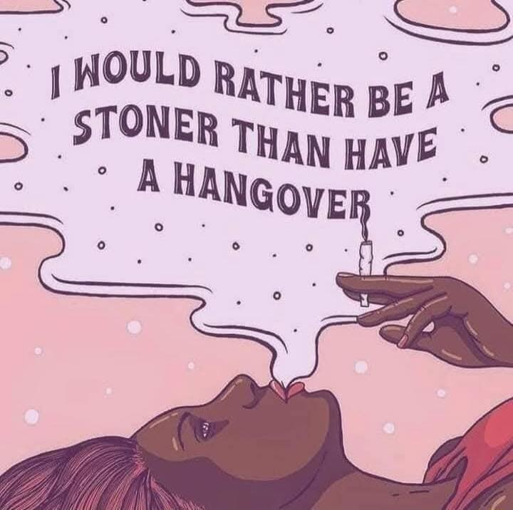 I WOULD RATHER BE A STONER THAN HAVE A HANGOVER