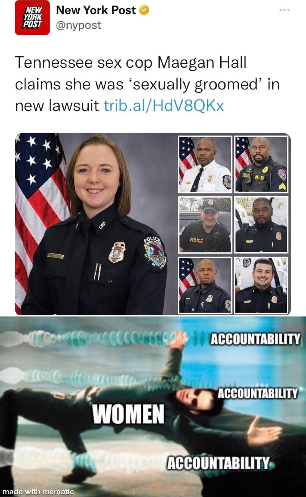 New L lew York Post 48 nypost Tennessee sex cop Maegan Hall claims she was sexually groomed in new lawsuit t IV8QKX