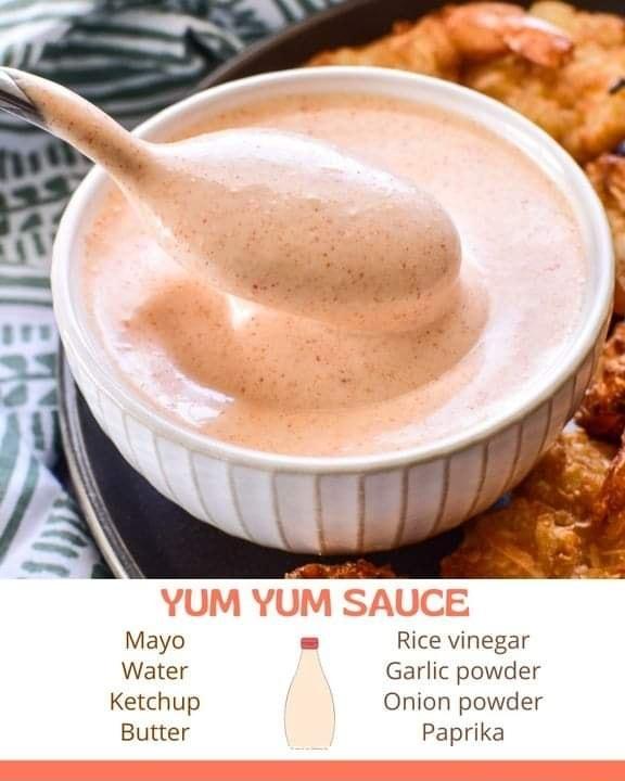 Mayo Rice vinegar Water Garlic powder Ketchup Onion powder Butter Paprika