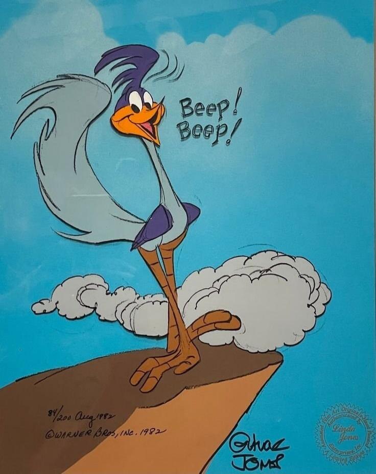 Beep! Beep! 84/200 Aug 1982 ©WARNER BROS, INC. 1982 Chas Jones Authenticity of This Art Original is Guaranteed by Linda Jones Enterprises, Inc.