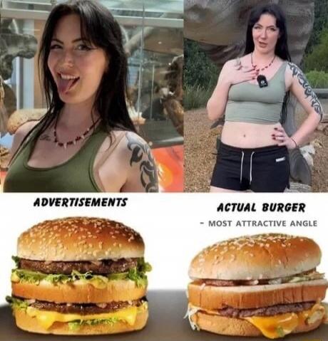 ADVERTISEMENTS  ACTUAL BURGER  - MOST ATTRACTIVE ANGLE