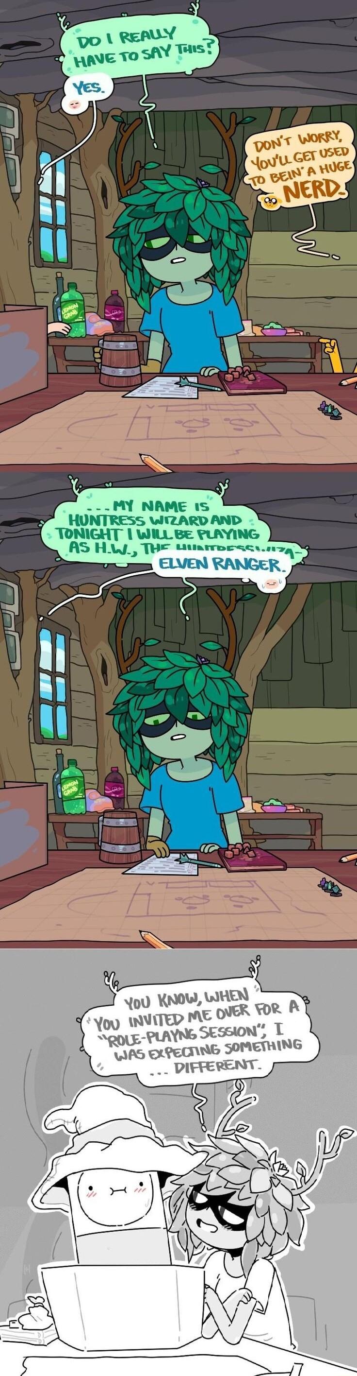 MY NAME 15 I HUNTRESS WiZARD AND TONIGHT WILL BE FLAYING AS HA THE tilmrroeas 7 ELVEN RAN AF eXreonNG SOMETHING DIFFERENT