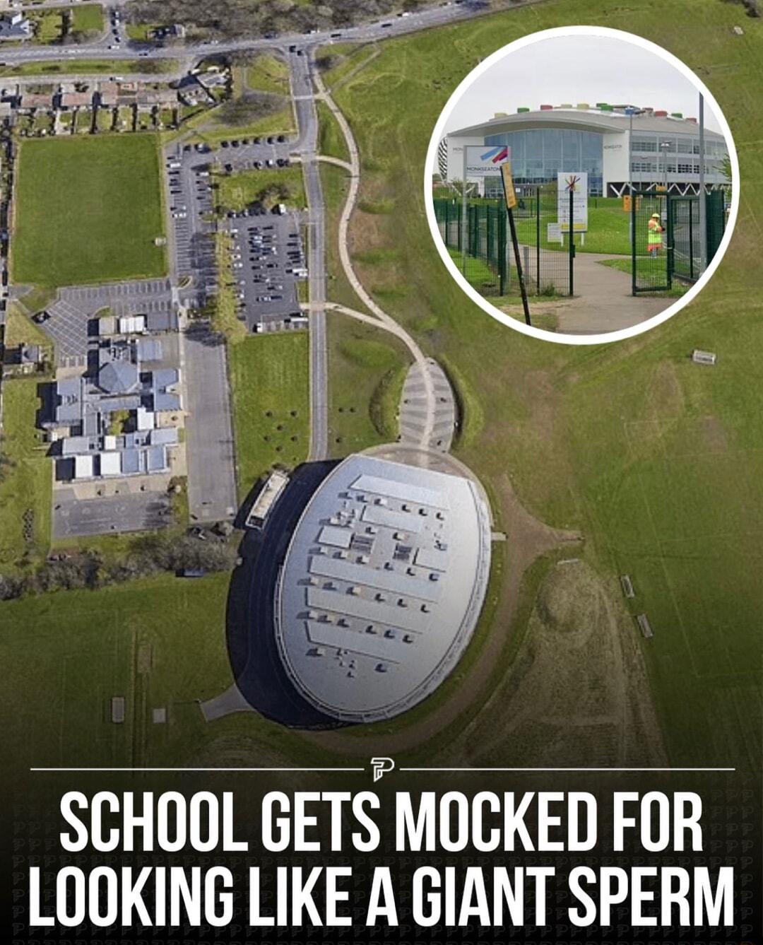 SCHOOL GETS MOCKED FOR LOOKING LIKE A GIANT SPERM