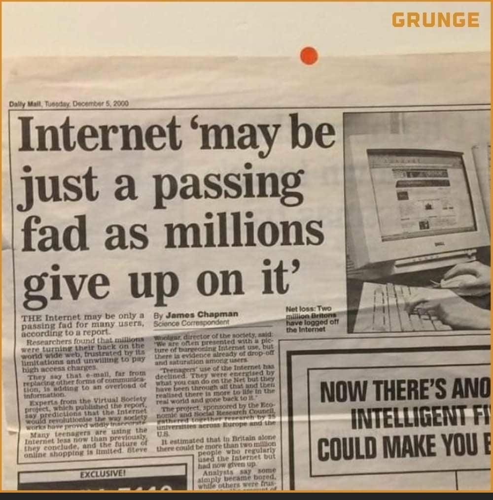 Dalty Mail Tus Internet may be just a passing fad as millions give up on it THE Internet may be only 3 By James Chapmai passing fad for many users Sonce Cormspondent 5 ceording to u report ekl Researchers found that aulions Sy Dwcaeronr 5 2000 were Lui oy 1t hnmumuumrmmw Yigh acoess charges They suy that e mall far from forma of commurnics thon 18 sdding to an overiond of Infoernation Experts from