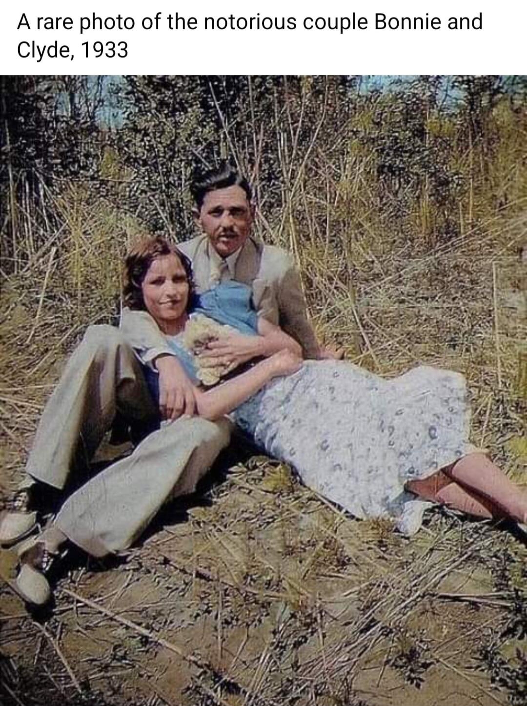 A rare photo of the notorious couple Bonnie and Clyde 1933
