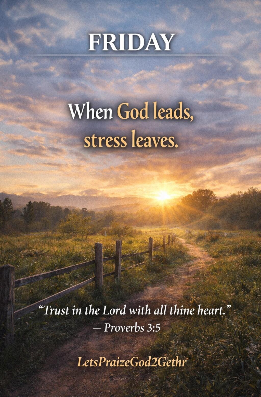 FRIDAY
When God leads, stress leaves.
