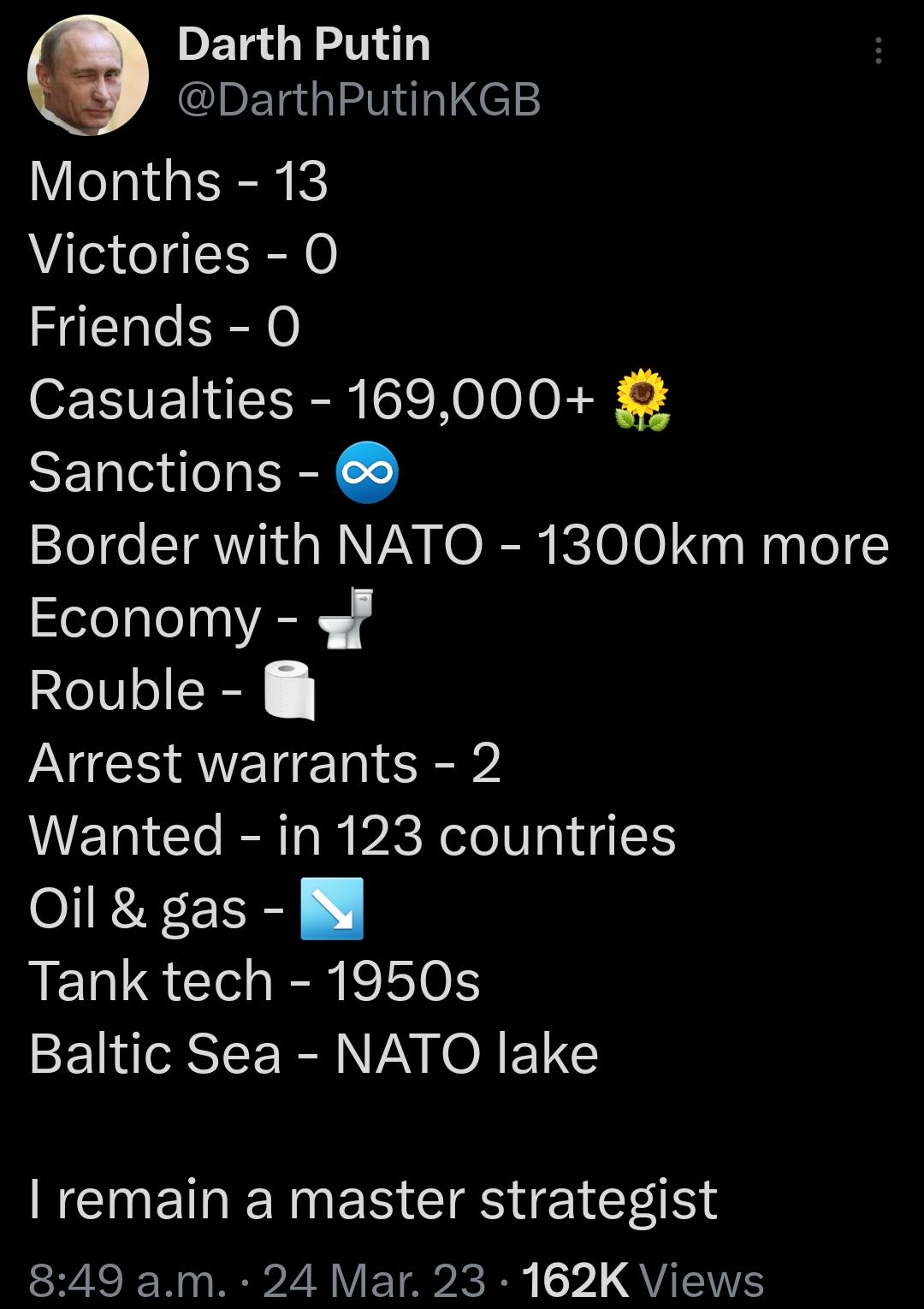 DETGHRN IpET 1T el Months 13 Victories 0 Friends O ERE l Nolo o 3 SERE Border with NATO 1300km more Economy of Rouble Arrest warrants 2 Wanted in 123 countries elE CE8 Tank tech 1950s NS E RN ORET NCIMEEN NN CIEST IS SR I Wo IR N Y T ic B 1 QYIS