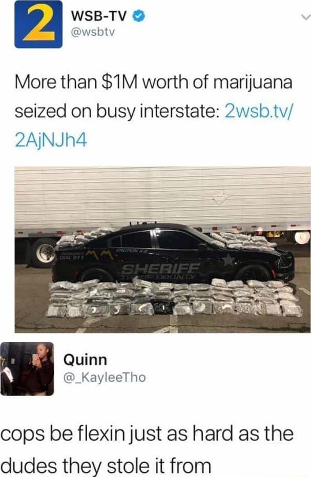 WSB TV wsbtv More than 1M worth of marijuana seized on busy interstate 2wsbtv 2ANJh4 Quinn _KayleeTho cops be flexin just as hard as the dudes they stole it from