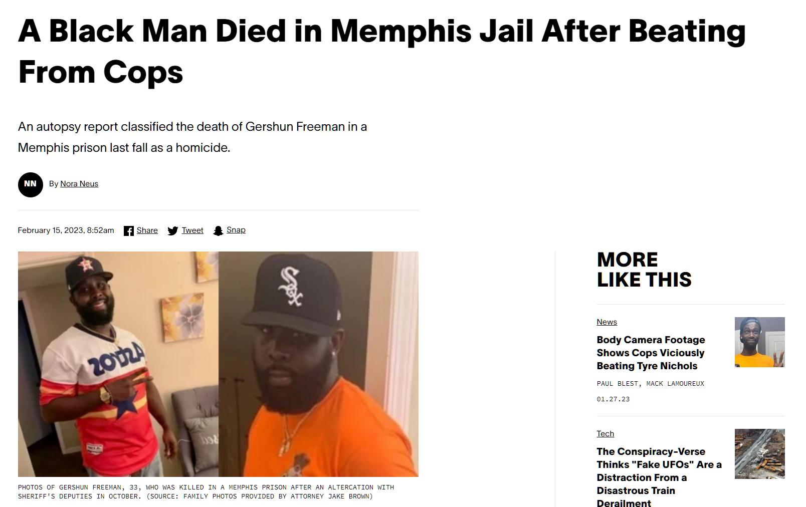 A Black Man Died in Memphis Jail After Beating From Cops