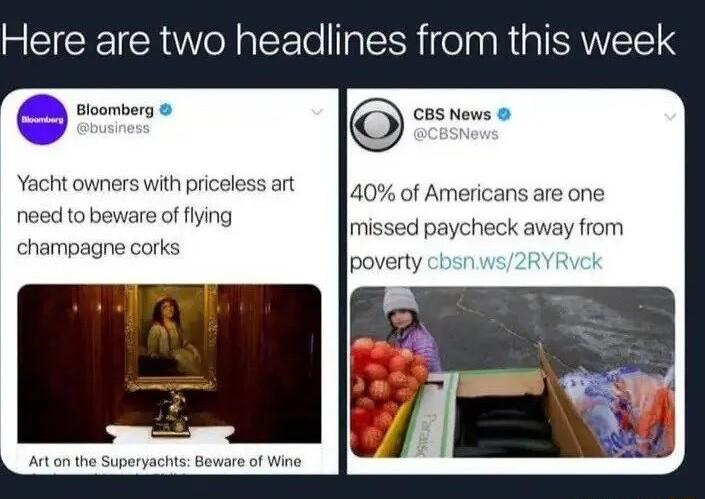 Here are two headlines from this week e Bioomberg cBS News h pri fiying