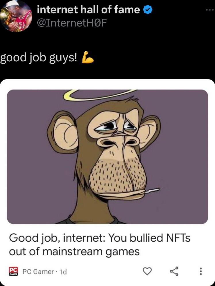 Good job internet You bullied NFTs out of mainstream games PcGamer 1d o