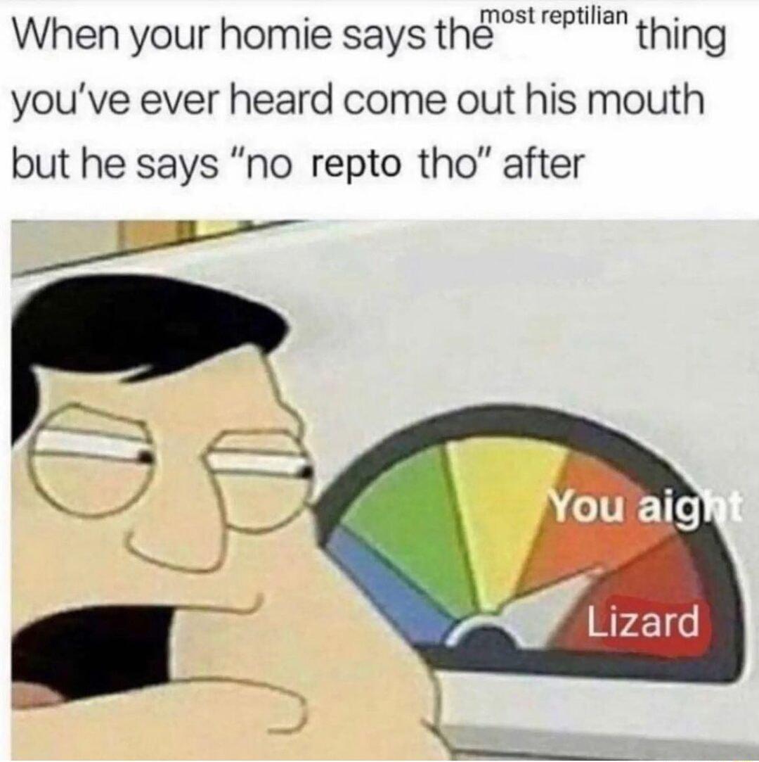 most reptilian When your homie says the thing youve ever heard come out his mouth but he says no repto tho after