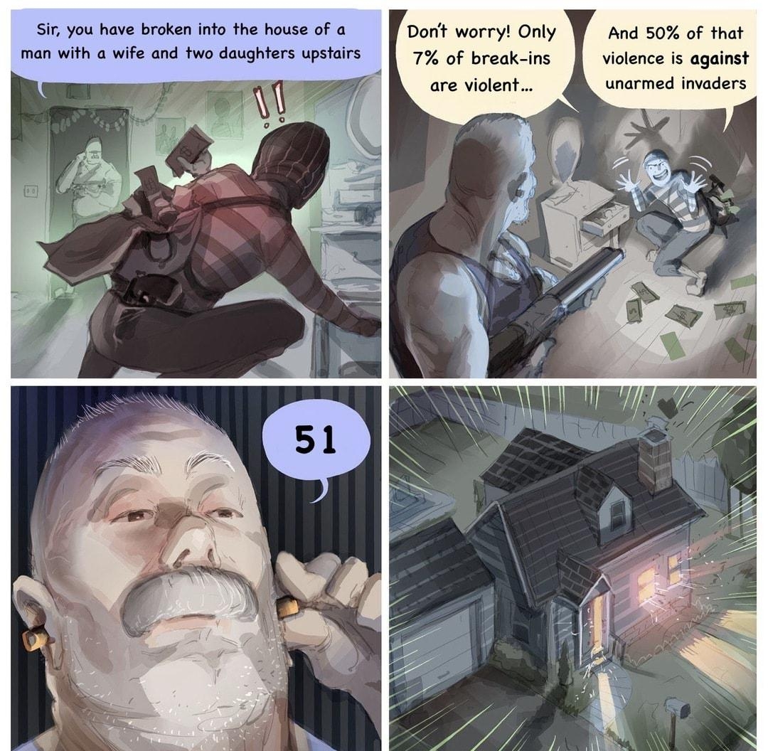 Dont worryt Only W And 50 of that 7 of break ins vilence i against unarmed invders