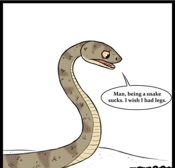 Man being a snake sucks wish I had legs