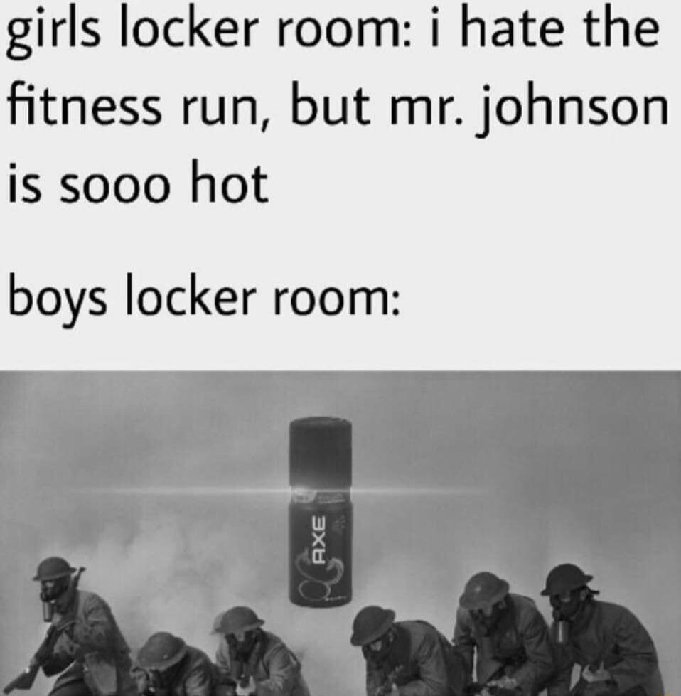 girls locker room i hate the fitness run but mr johnson is sooo hot boys locker room