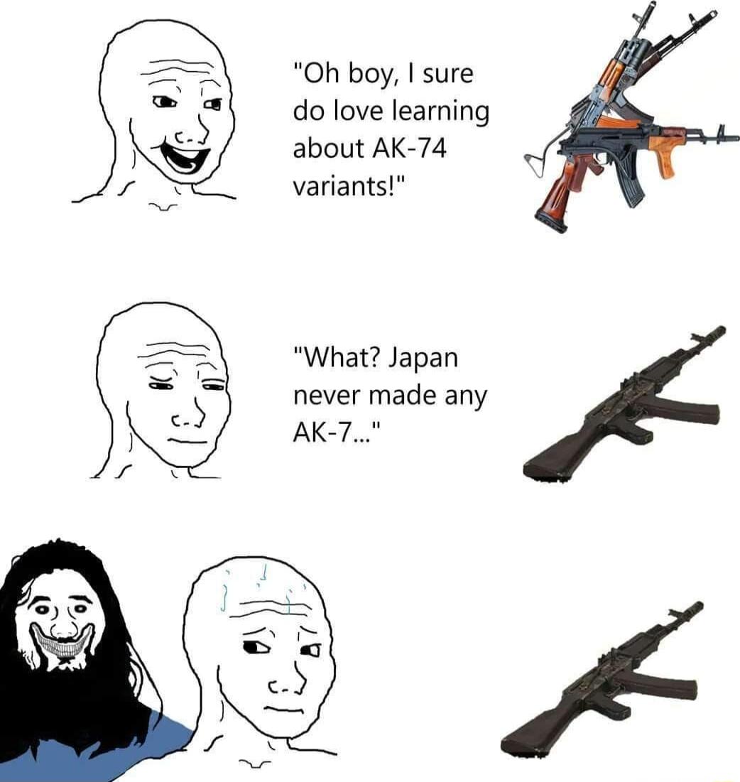 Oh boy sure do love learning about AK 74 variants What Japan never made any AK 7