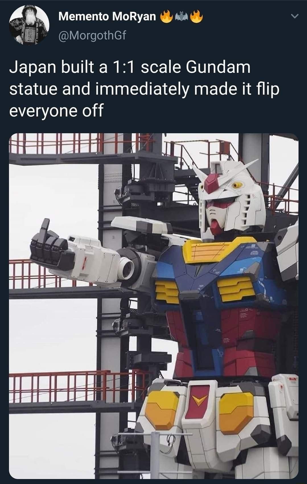 Memento MoRyan 4 l MorgothGf Japan built a 11 scale Gundam statue and immediately made it flip everyone off