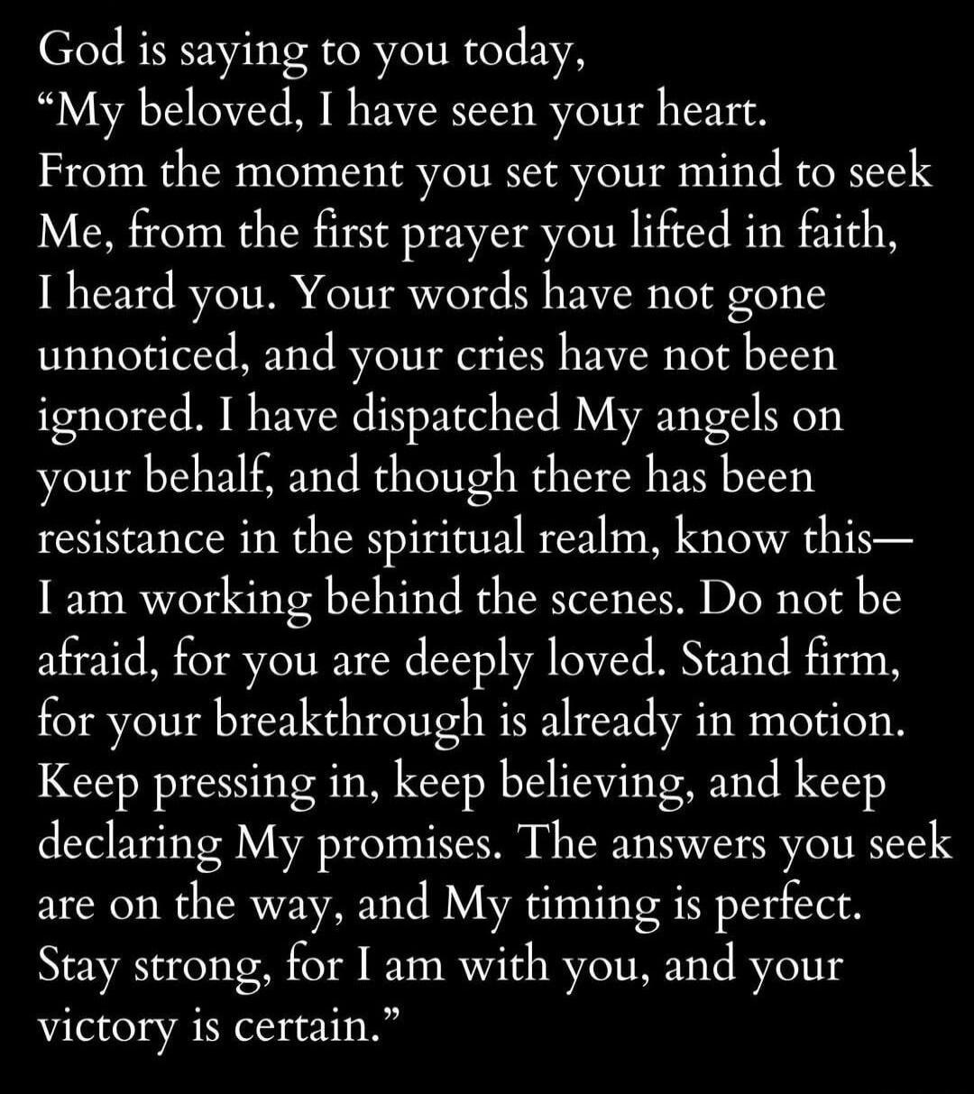 God is saying to you today, 