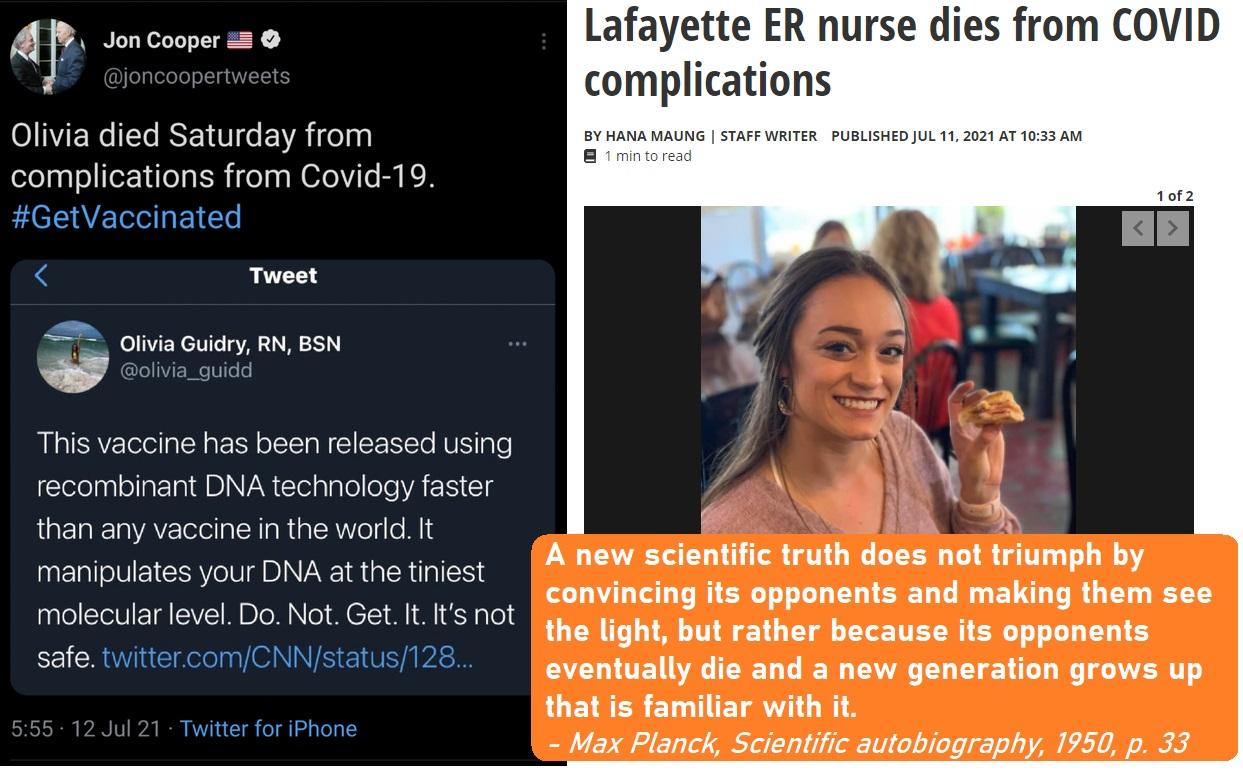 QJI Jon Cooper OIIENe l IS 1T s VAo ln complications from Covid 19 GetVaccinated 4 Tweet S el Y EX TV g7 SN W 1 v olivia_guidd This vaccine has been released using ClelelpalolaETAB VAN clelalplollele A ES Gl than any vaccine in the world It manipulates your DNA at the tiniest molecular level Do Not Get It Its not safe twittercomCNNstatus128 11 21 Twitter for iPhone Lafayette ER nurse dies from COV