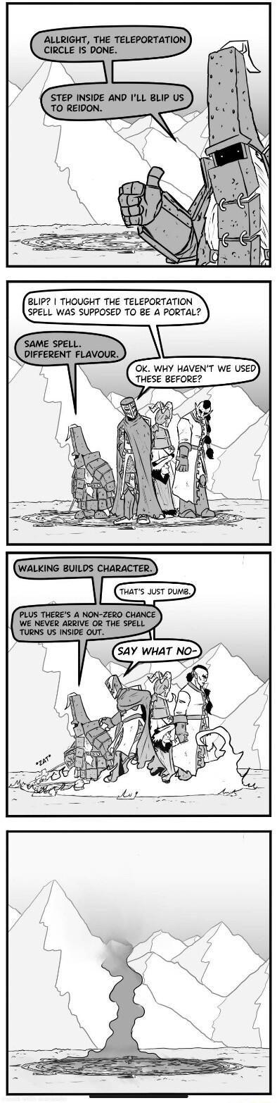 ALLRIGHT THE TELEPORTATION CIRCLE IS DONE STEP INSIDE AND ILL BLIP US BLIP THOUGHT THE TELEPORTATION SPELL WAS SUPPOSED TO BE A PORTAL THATS JUST DUME