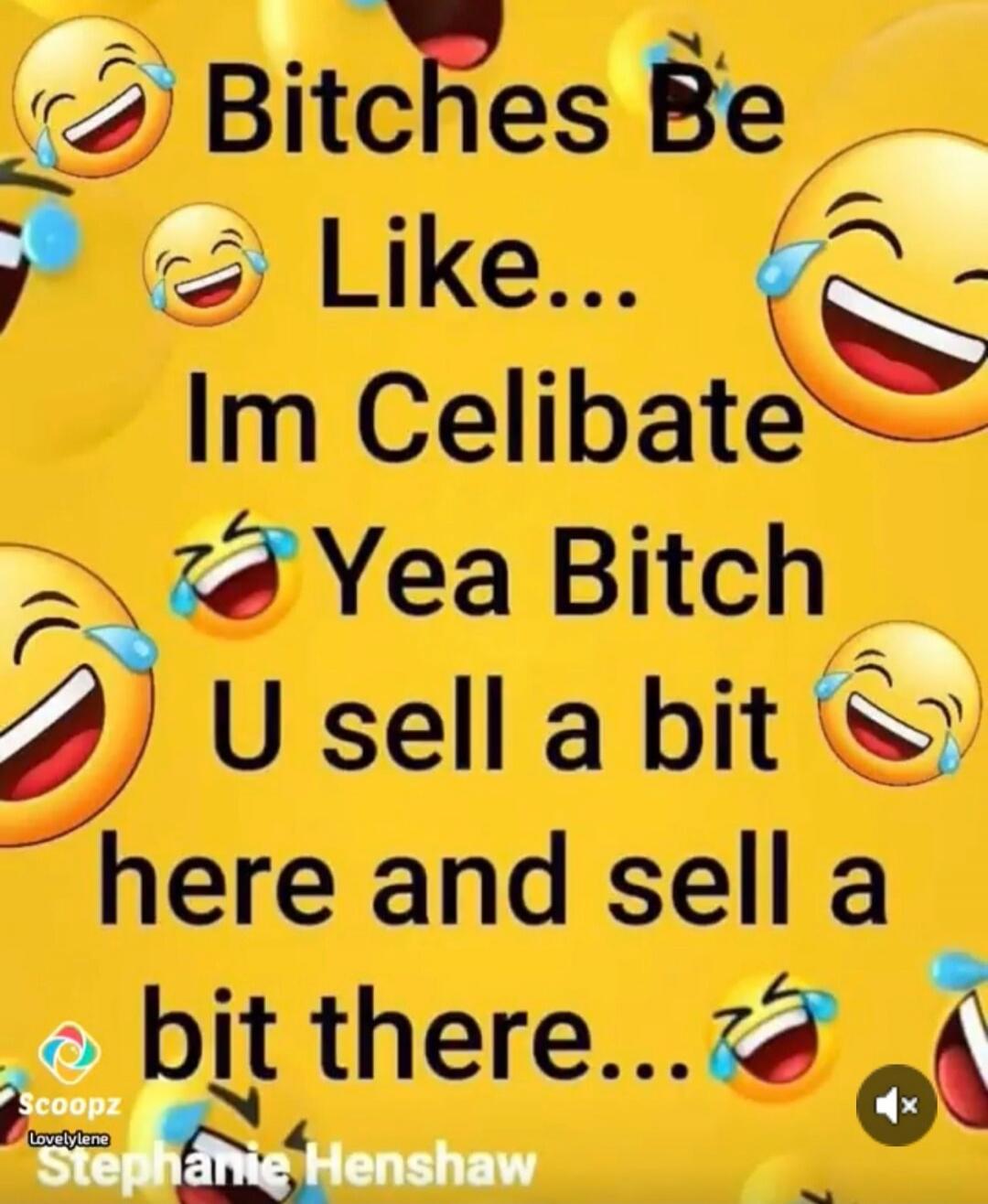 Bitches Be Like... Im Celibate Yea Bitch U sell a bit here and sell a bit there...