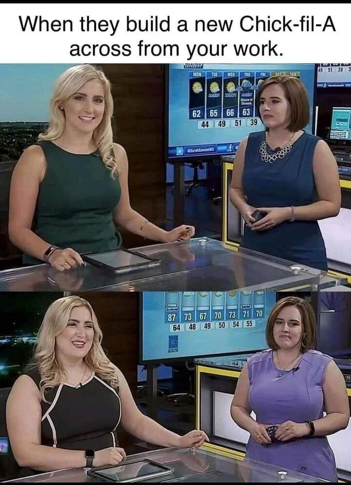 When they build a new Chick fil A across from your work