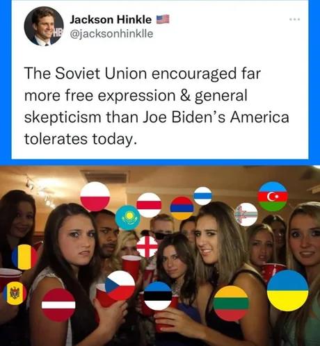 Jackson Hinkle 3 hinkile The Soviet Union encouraged far more free expression general skepticism than Joe Bidens America tolerates today
