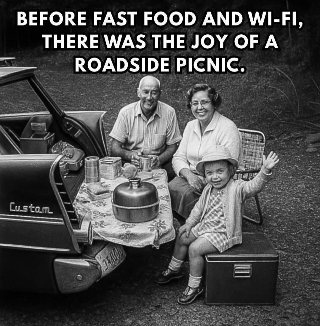 BEFORE FAST FOOD AND WI-FI, THERE WAS THE JOY OF A ROADSIDE PICNIC.