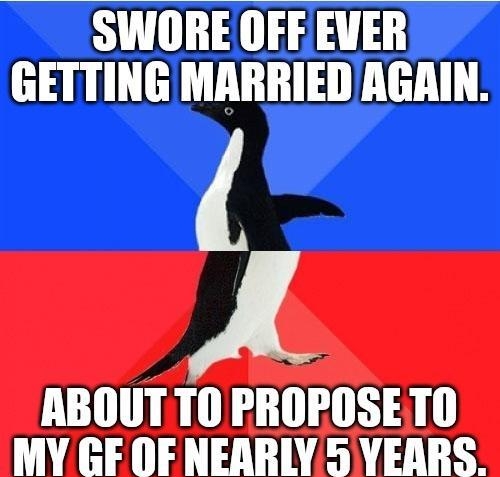 SWORE OFF EVER GETTING MARRIED AGAIN A ABOUTTO PROPOSETO MY GF OF NEARLY 5 YEARS