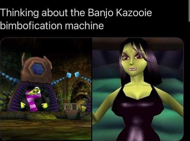 Thinking about the Banjo Kazooie bimbofication machine