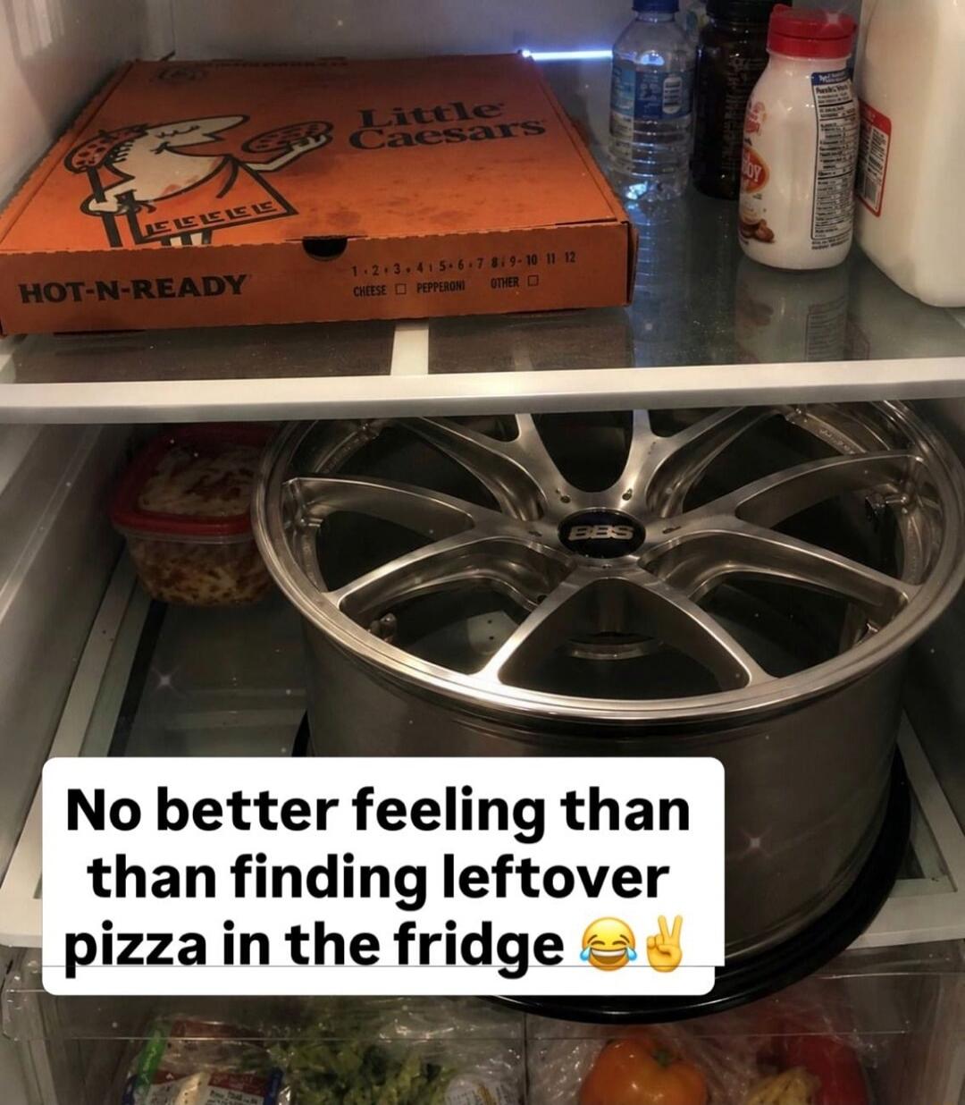 Little Caesars HOT-N-READY. No better feeling than finding leftover pizza in the fridge