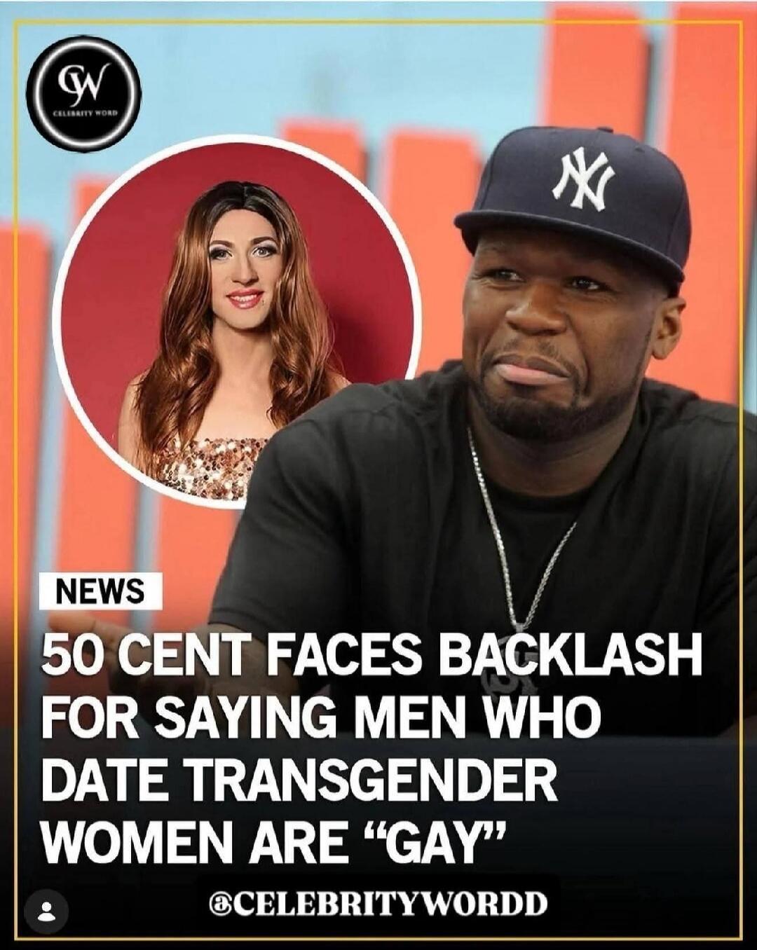 CELEBRITY WORD NEWS 50 CENT FACES BACKLASH FOR SAYING MEN WHO DATE TRANSGENDER WOMEN ARE 