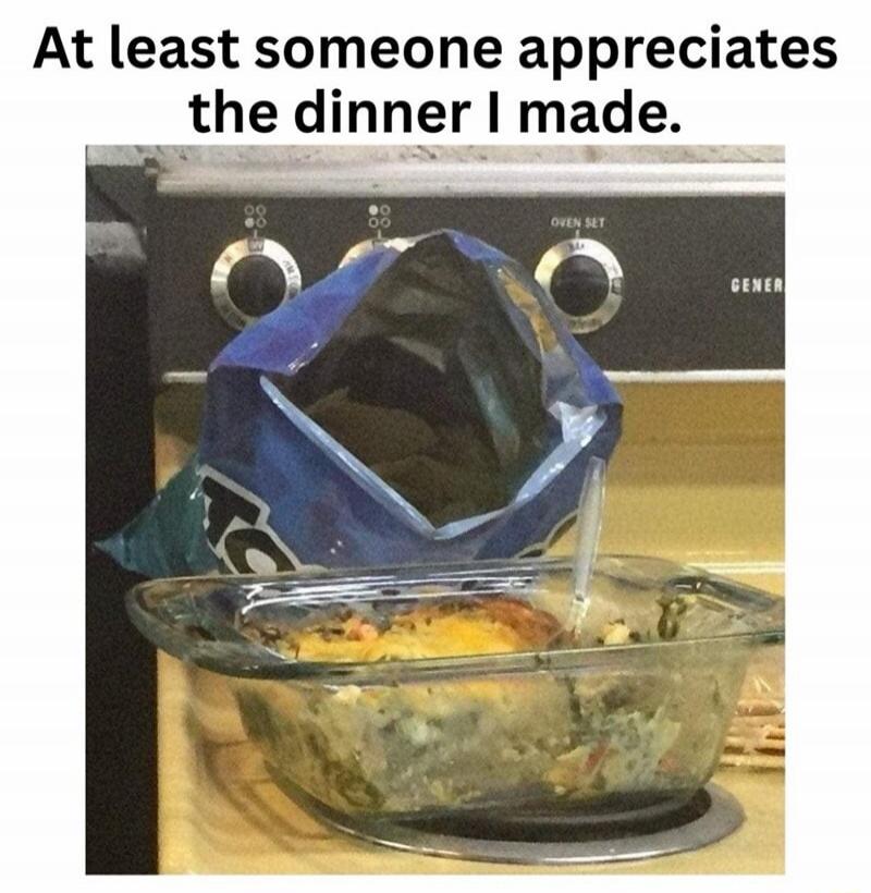 At least someone appreciates the dinner I made.