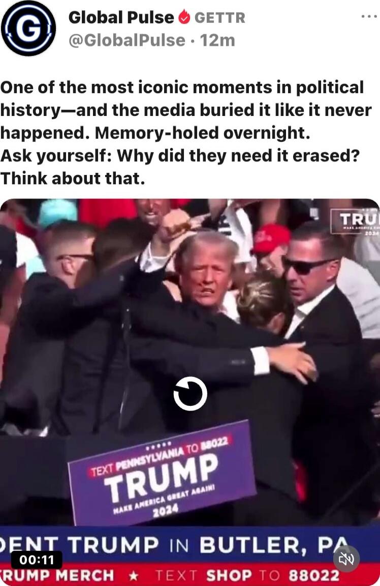 One of the most iconic moments in political history—and the media buried it like it never happened. Memory-holed overnight. Ask yourself: Why did they need it erased? Think about that.