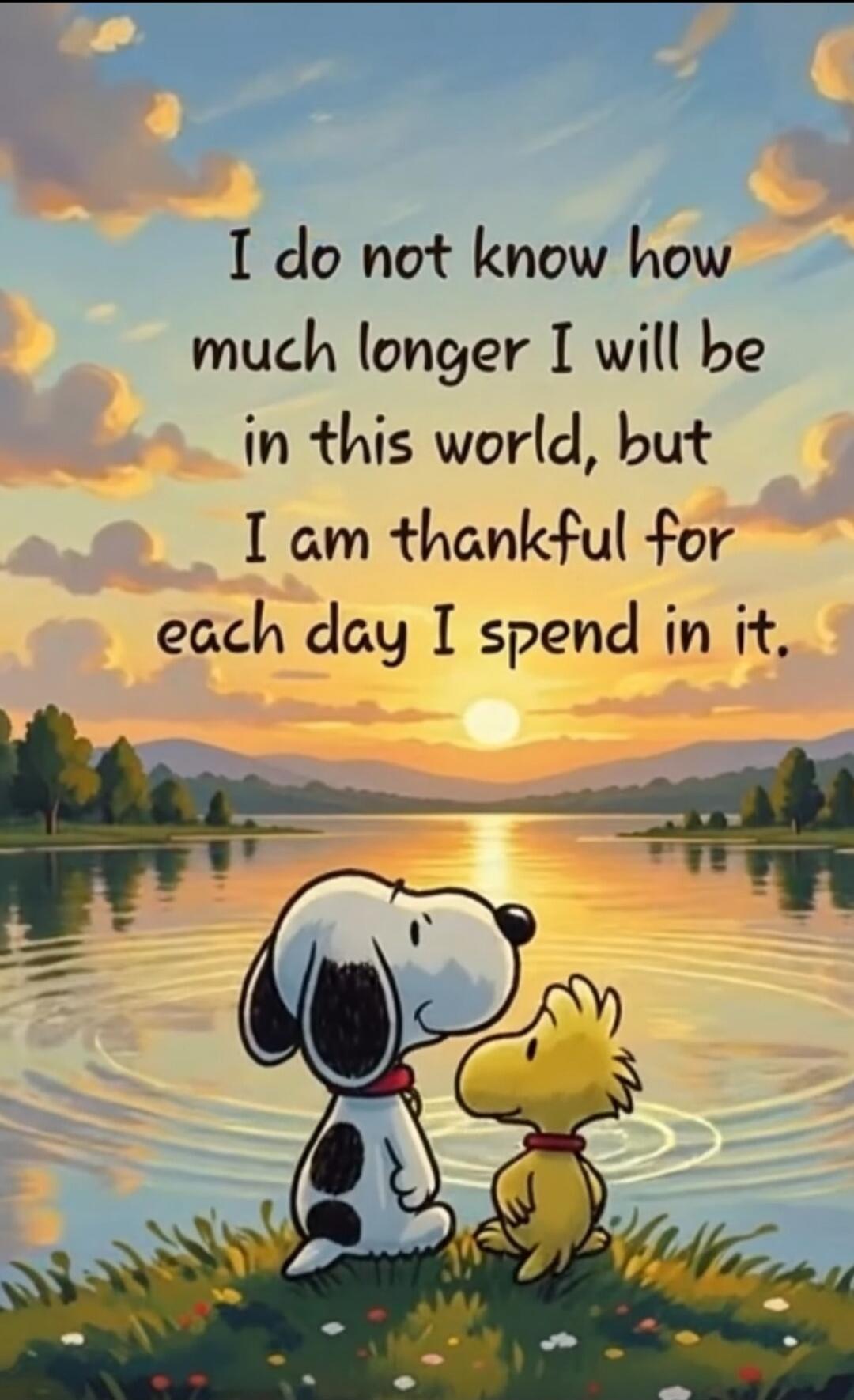 I do not know how much longer I will be in this world, but I am thankful for each day I spend in it.