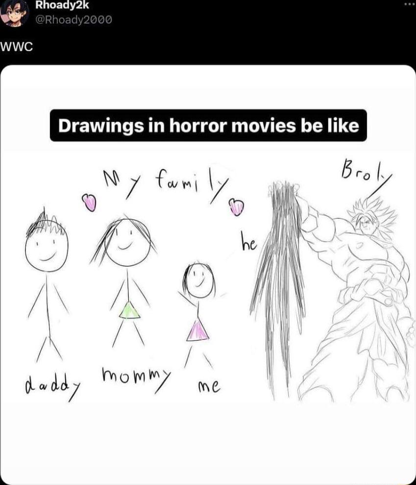 Drawings in horror movies be like Beo N wm 4 7 7 il b f