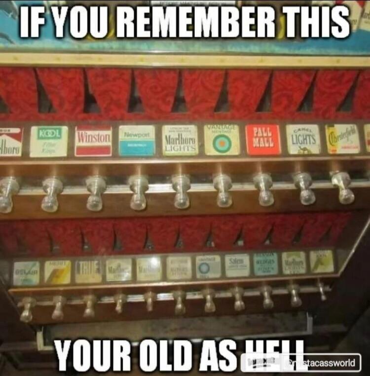 IF YOU REMEMBER THIS YOUR OLD AS HELL. Brands visible: Marlboro, Winston, Newport, Kool, Pall Mall, Camel Lights, Chesterfield, Vantage, Salem.
