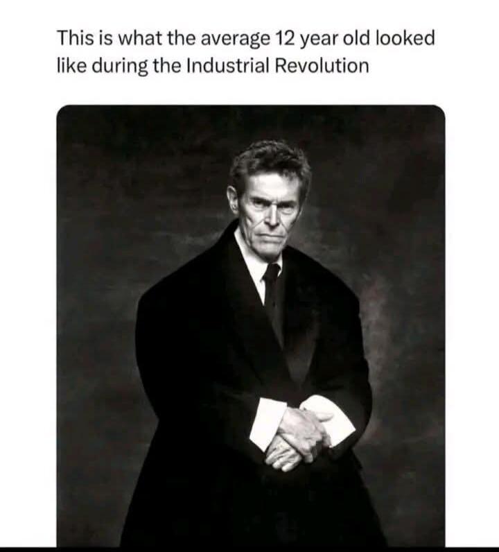 This is what the average 12 year old looked like during the Industrial Revolution