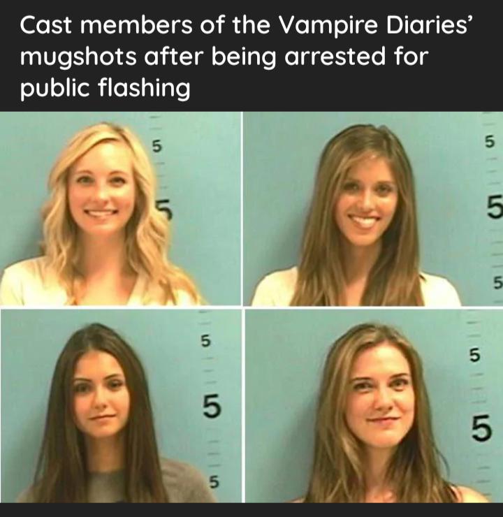 Cast members of the Vampire Diaries mugshots after being arrested for oV o elo 5 ggle