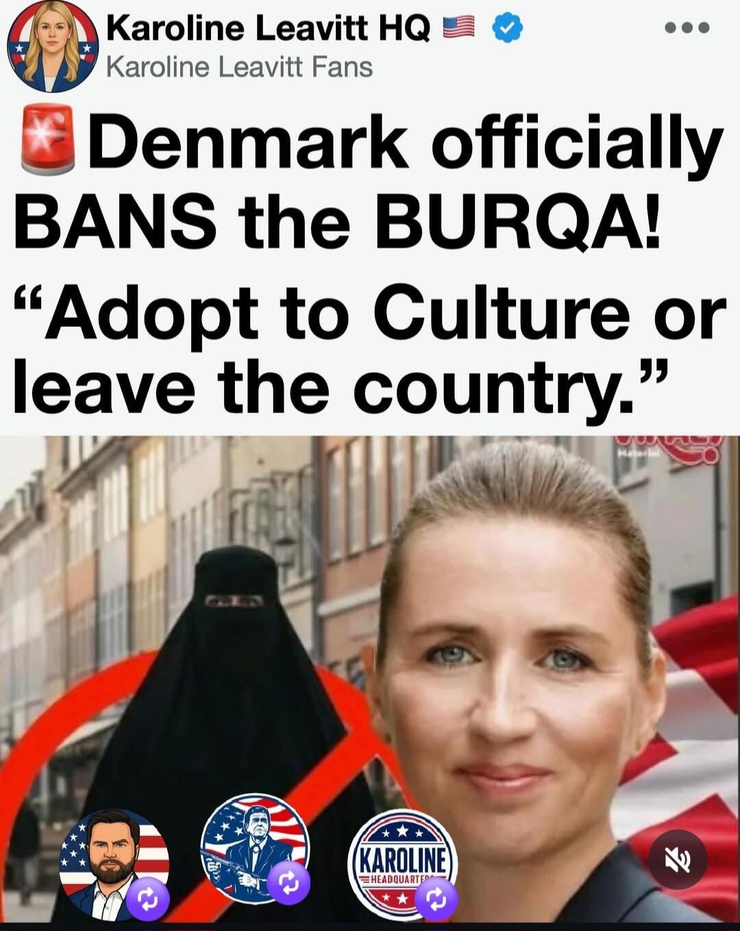 Karoline Leavitt HQ Karoline Leavitt Fans Denmark officially BANS the BURQA! 