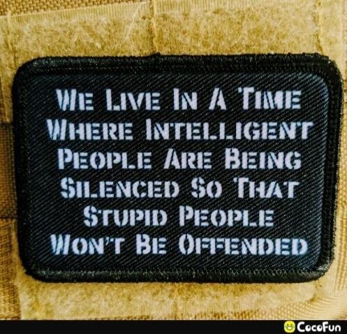 WE LIVE IN A TIME WHERE INTELLIGENT PEOPLE ARE BEING SILENCED SO THAT STUPID PEOPLE WON'T BE OFFENDED