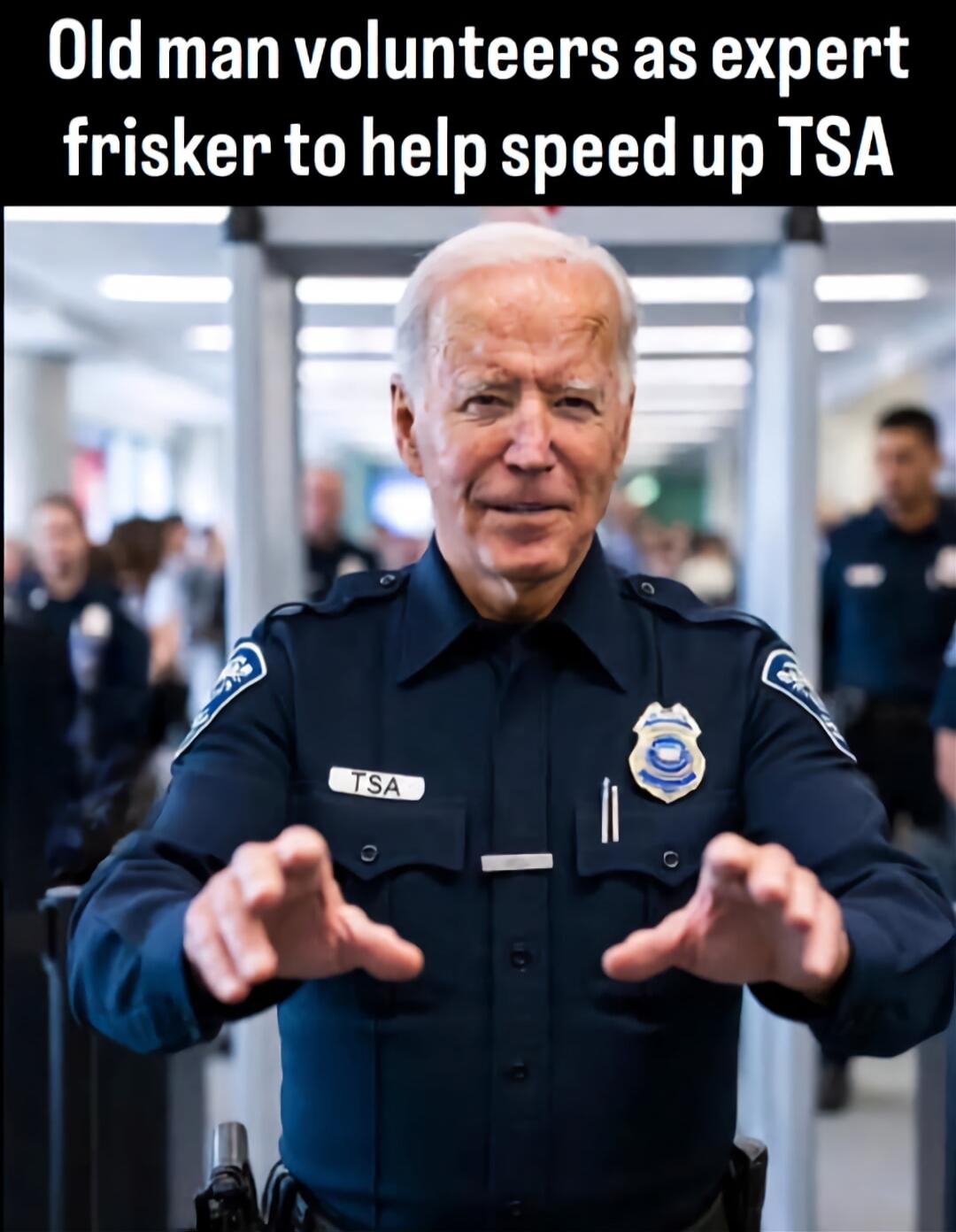 Old man volunteers as expert frisker to help speed up TSA