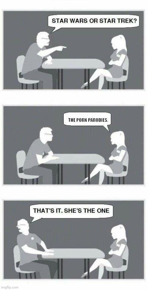 STAR WARS OR STAR TREK THATS IT SHES THE ONE