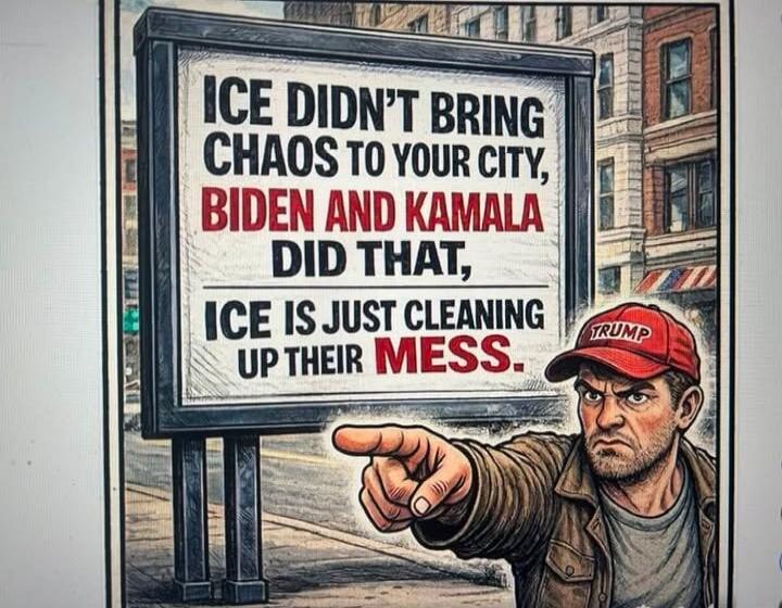 ICE DIDN'T BRING CHAOS TO YOUR CITY, BIDEN AND KAMALA DID THAT, ICE IS JUST CLEANING UP THEIR MESS.