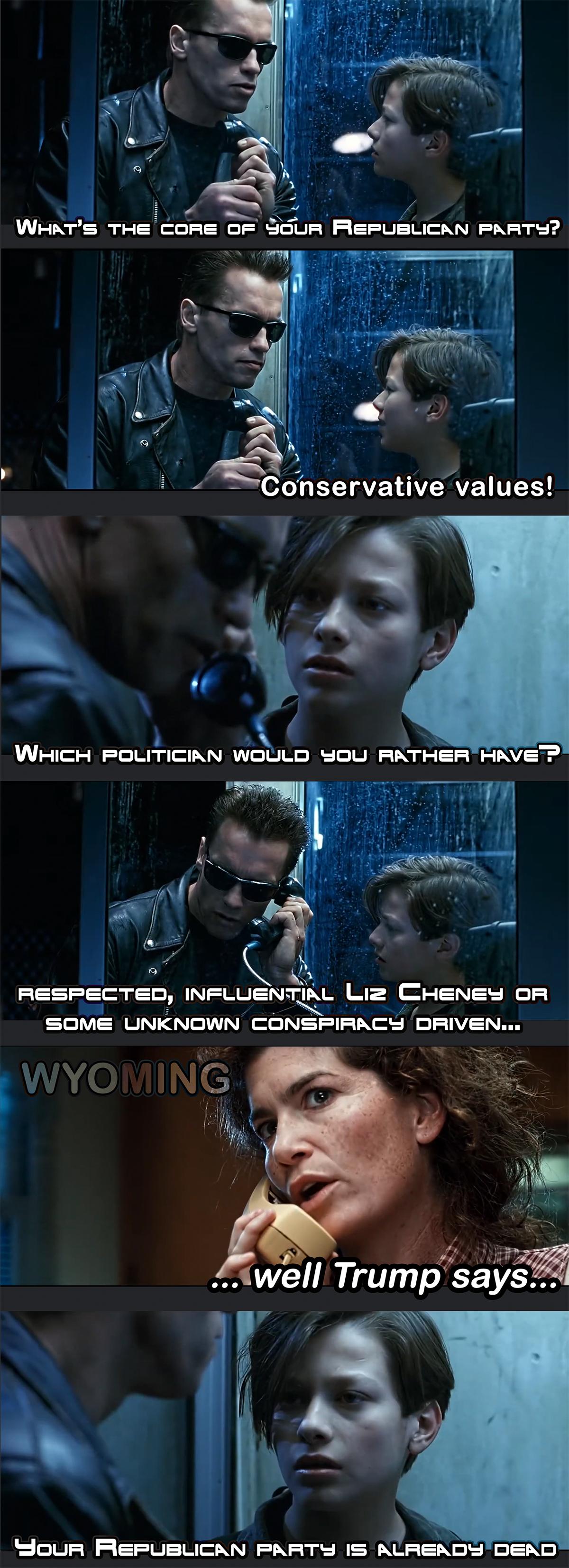 A ResPecTeD INFLIIENTkL Liz CHeNes oR SOME UNKNOWN CONSPIRACY DRIVEN Aiwell Trunsam e Houm REPUBLICAN PARTY IS ALAEADS DEAD