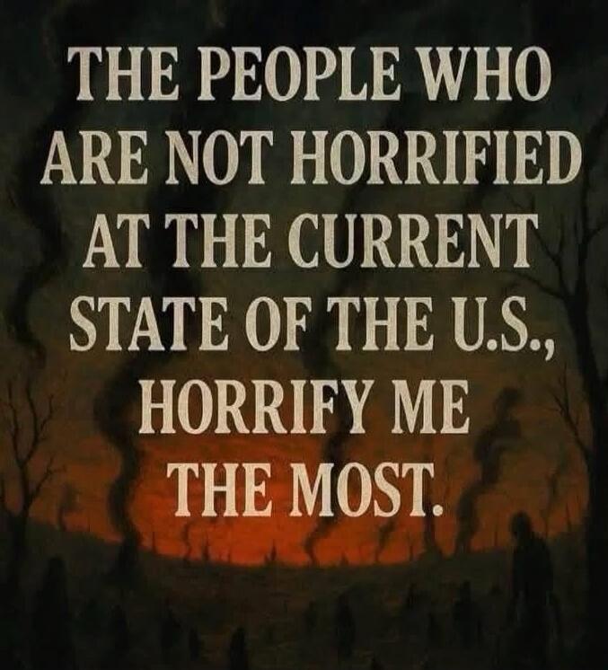 THE PEOPLE WHO ARE NOT HORRIFIED AT THE CURRENT STATE OF THE U.S., HORRIFY ME THE MOST.