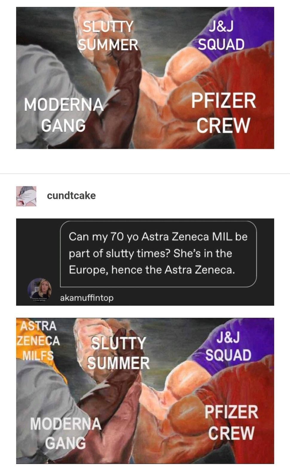 e SVAS CREW r cundtcake 1 Can my 70 yo Astra Zeneca MIL be part of slutty times Shes in the IV ool Ml o LeTa I R d g AN WA T g oToro ELETnViiilele ASTRA ZENECA MlLFS ja